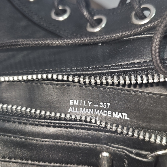 Demonia Emily-357 Black Platform Combat Boots Spikes Harness Punk Goth Sz 7-7.5 - Picture 8 of 12